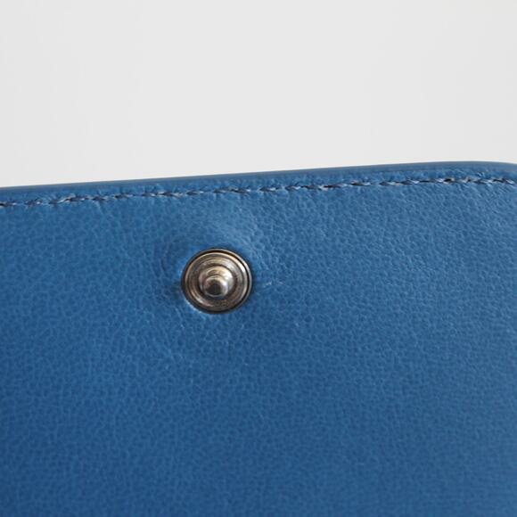 Balenciaga Blue & White Leather Logo Everyday Trifold Mini Compact Wallet - Picture 8 of 13